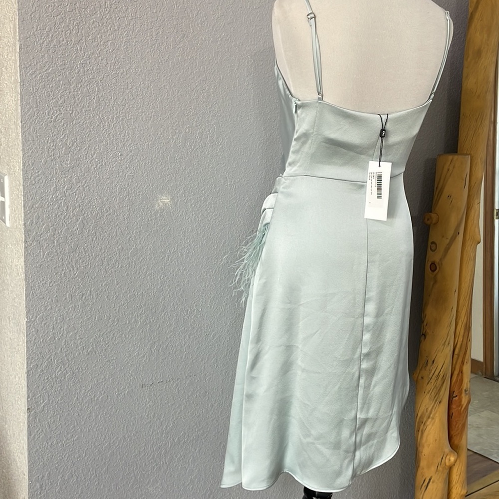 New Keren Millen Satin Crepe Cowl Neck Feather Cami Dress Sz 4 - Picture 12 of 15